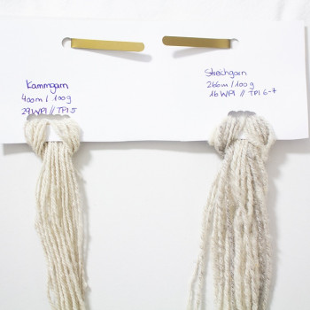 "Kammgarn vs. Streichgarn" K&auml;mmen, Kardieren, Spinnen im kurzen Auszug, Spinnen im langen Auszug Beispiel 2